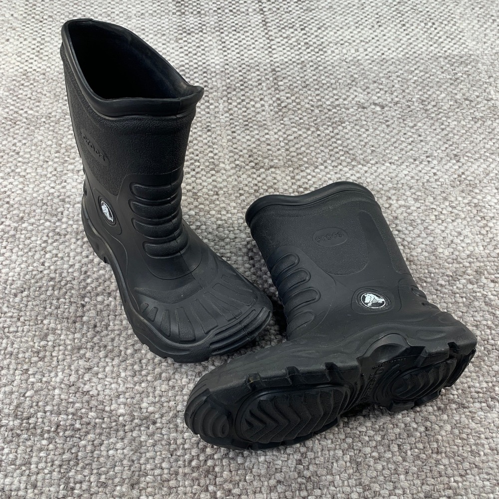 Crocs Rain Boots Women 7 Men 5 Black Georgie Waterproof Lightweight All Weather